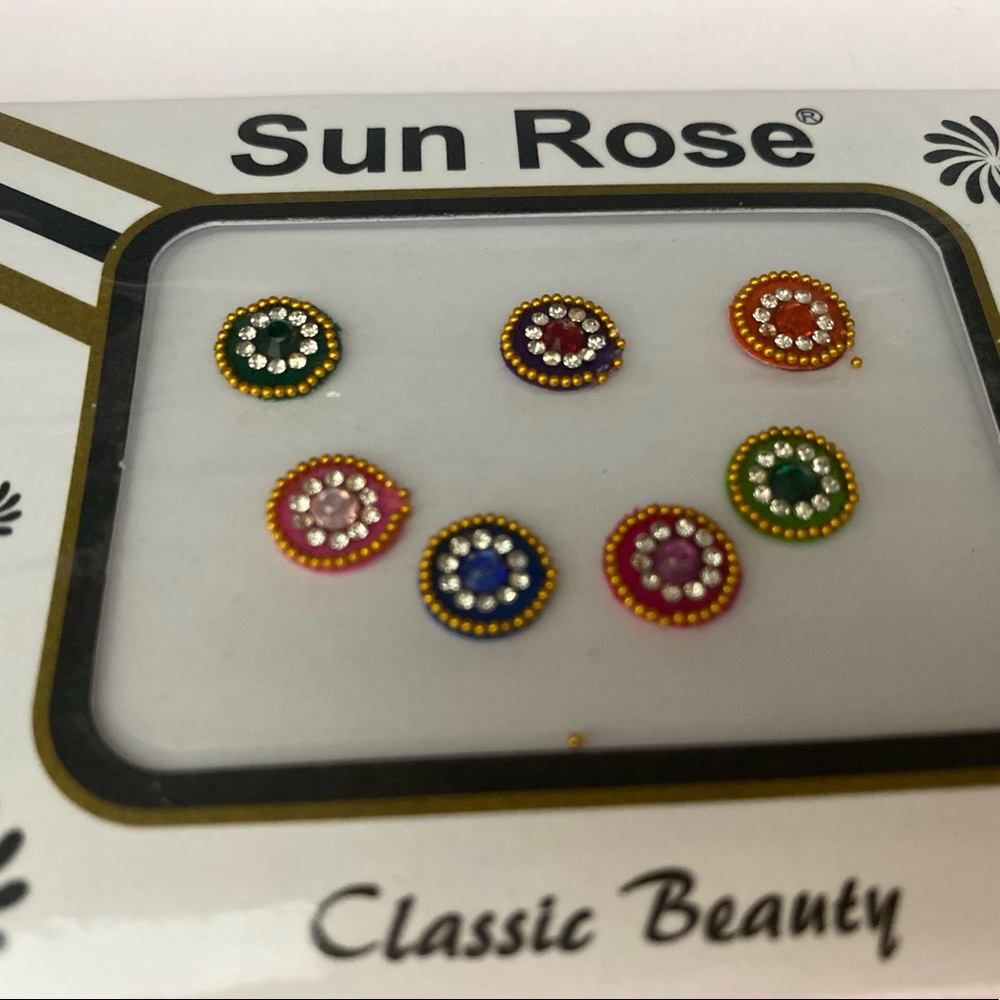 7 Round forehead Bindis in Multi-Colors